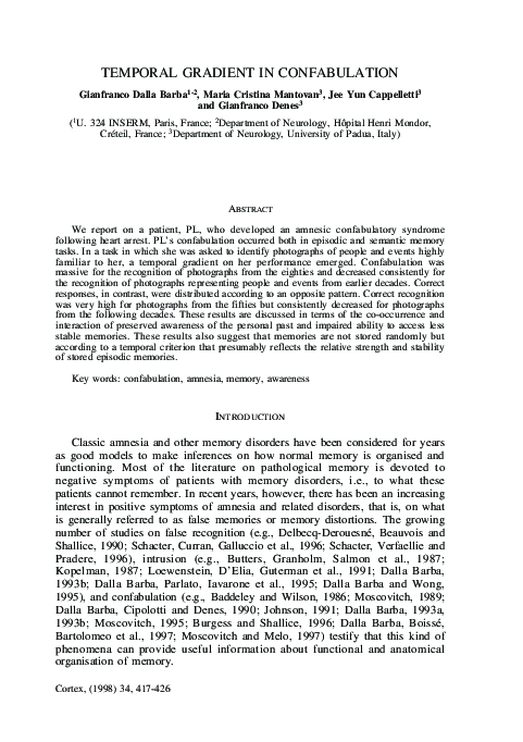 (PDF) Temporal Gradient in Confabulation
