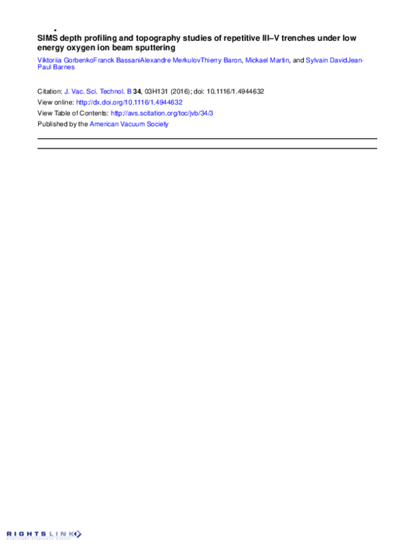 (PDF) SIMS depth profiling and topography studies of repetitive III–V ...