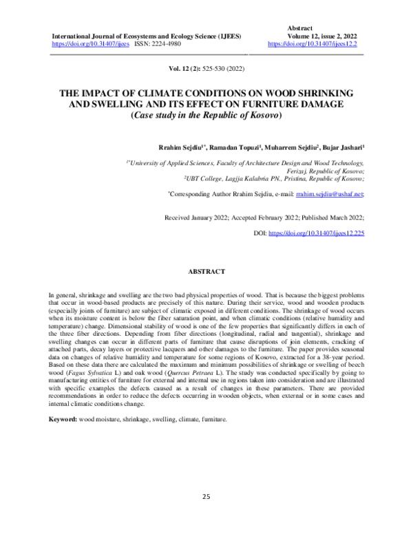 (PDF) THE IMPACT OF CLIMATE CONDITIONS ON WOOD SHRINKING AND SWELLING