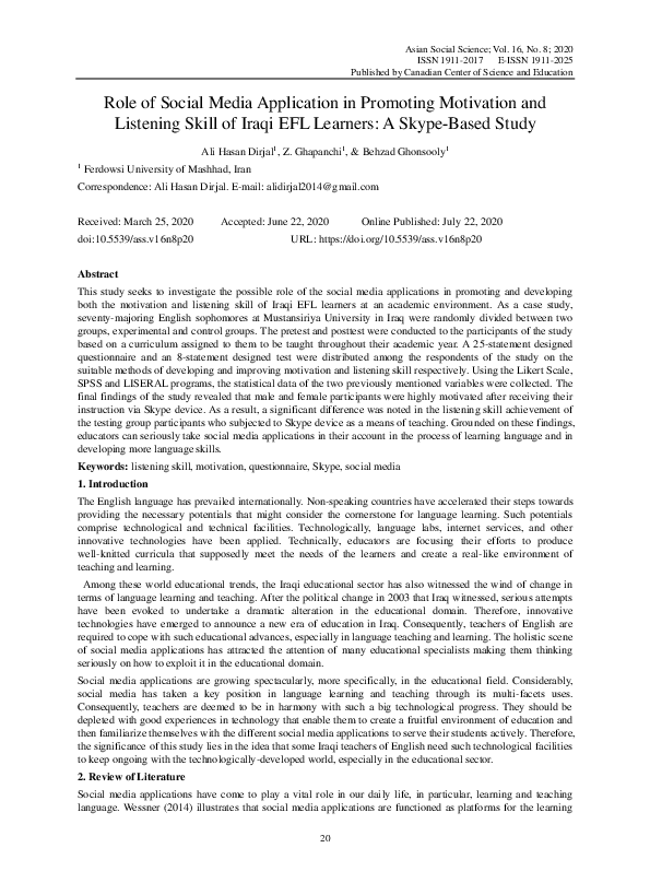 (PDF) Role of Social Media Application in Promoting Motivation and ...