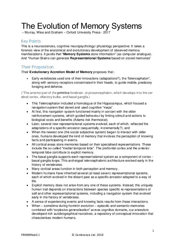 (PDF) The Evolution of Memory Systems