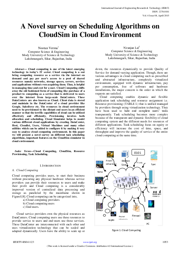 (PDF) A Novel survey on Scheduling Algorithms on CloudSim in Cloud ...
