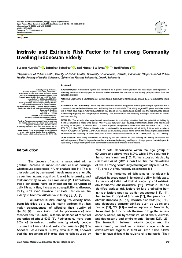 (PDF) Intrinsic and Extrinsic Risk Factor for Fall among Community ...