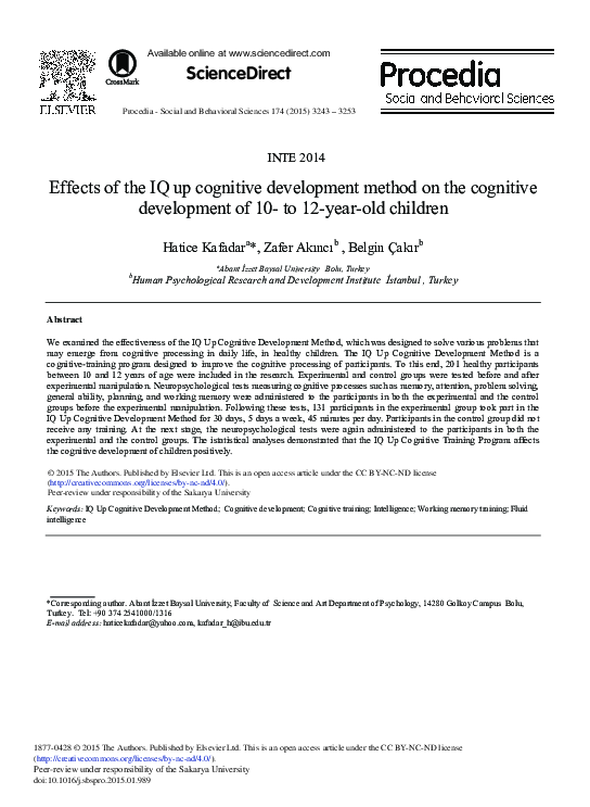 (PDF) Effects of the IQ up Cognitive Development Method on the ...