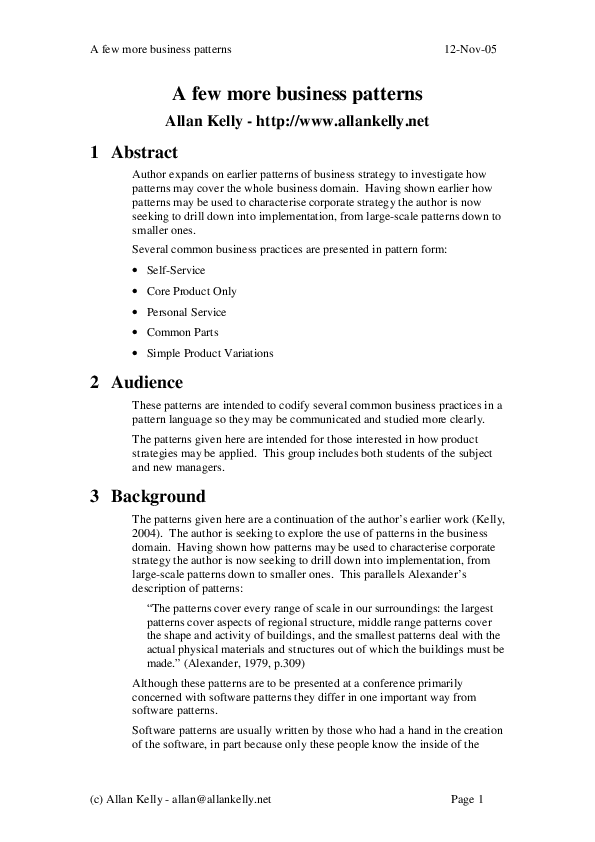 (PDF) Expanding Business Patterns from Strategy to Implementation