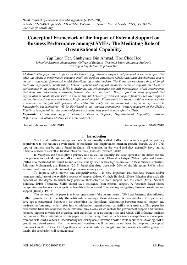 (PDF) Conceptual Framework of the Impact of External Support on ...