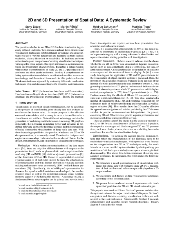 (PDF) 2D and 3D presentation of spatial data: A systematic review