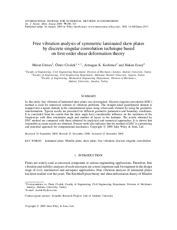 (PDF) Free vibration analysis of symmetric laminated composite plates ...