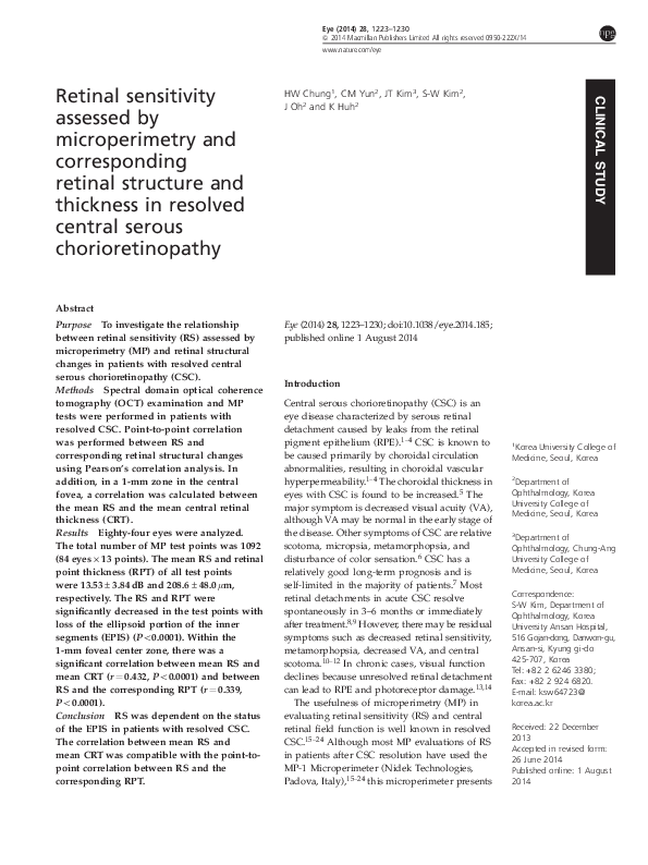 (PDF) Retinal sensitivity assessed by microperimetry and corresponding ...