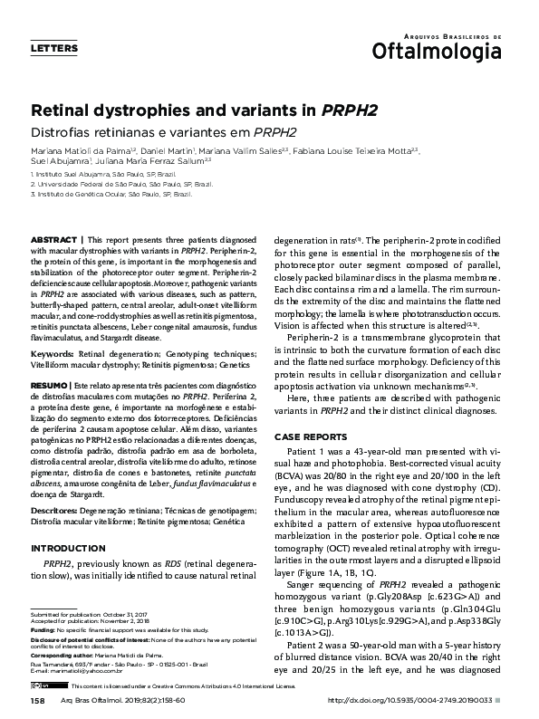 (PDF) Retinal dystrophies and variants in PRPH2