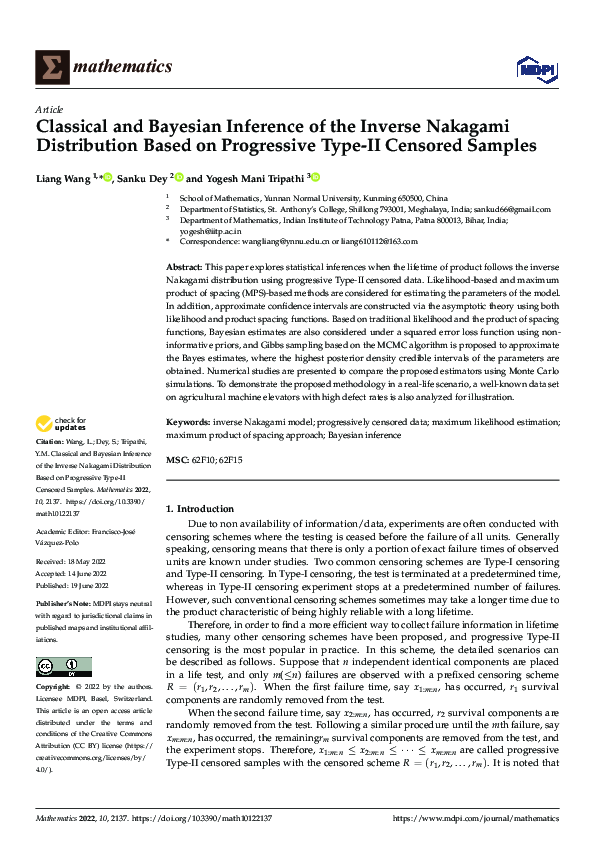 (PDF) Classical and Bayesian Inference of the Inverse Nakagami ...