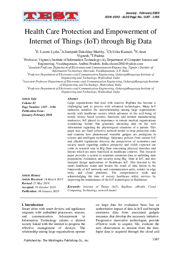 (PDF) Health Care Protection and Empowerment of Internet of Things (IoT ...