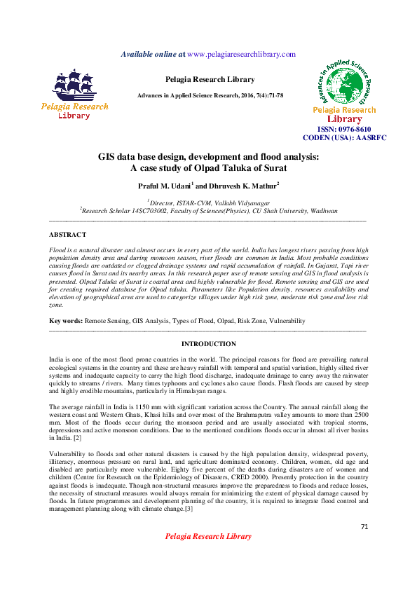 (PDF) GIS data base design, development and flood analysis:A case study ...