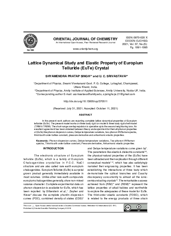 (PDF) Lattice Dynamical Study and Elastic Property of Europium ...