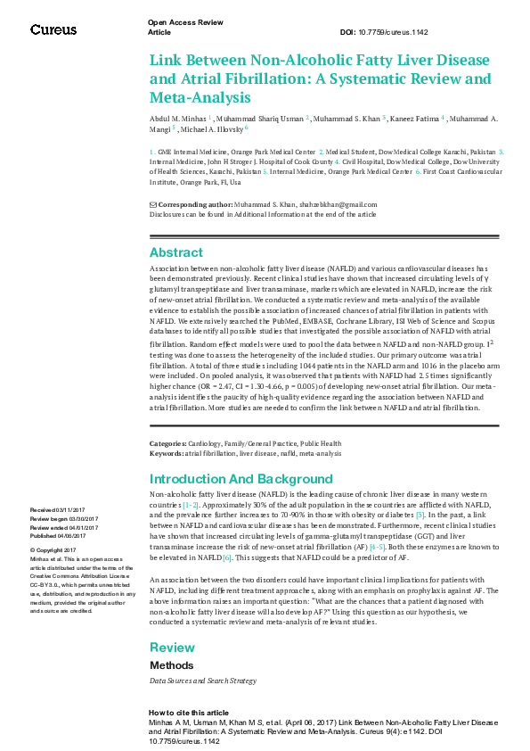 (PDF) Link Between Non-Alcoholic Fatty Liver Disease and Atrial ...