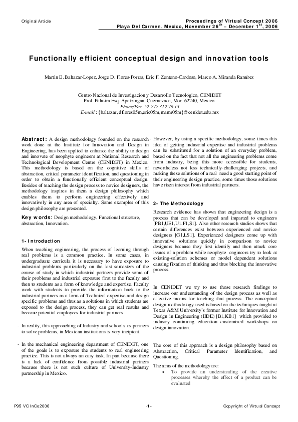 (PDF) Functionally efficient conceptual design and innovation tools