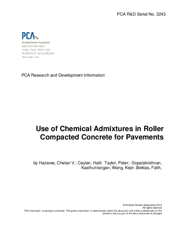 (PDF) Use of Chemical Admixtures in Roller-Compacted Concrete for Pavements