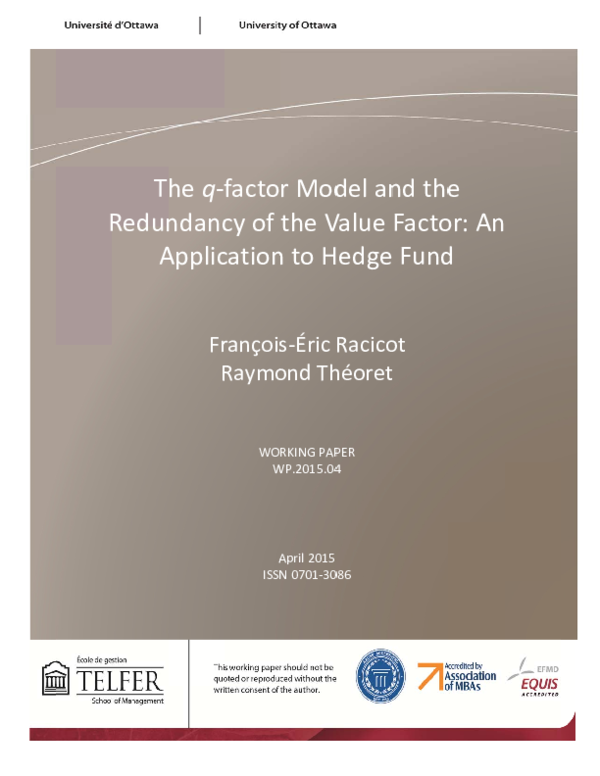 (PDF) The qfactor model and the redundancy of the value factor An