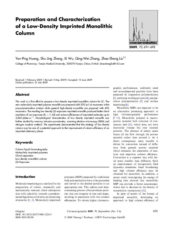 (PDF) Preparation and Characterization of a Low-Density Imprinted ...