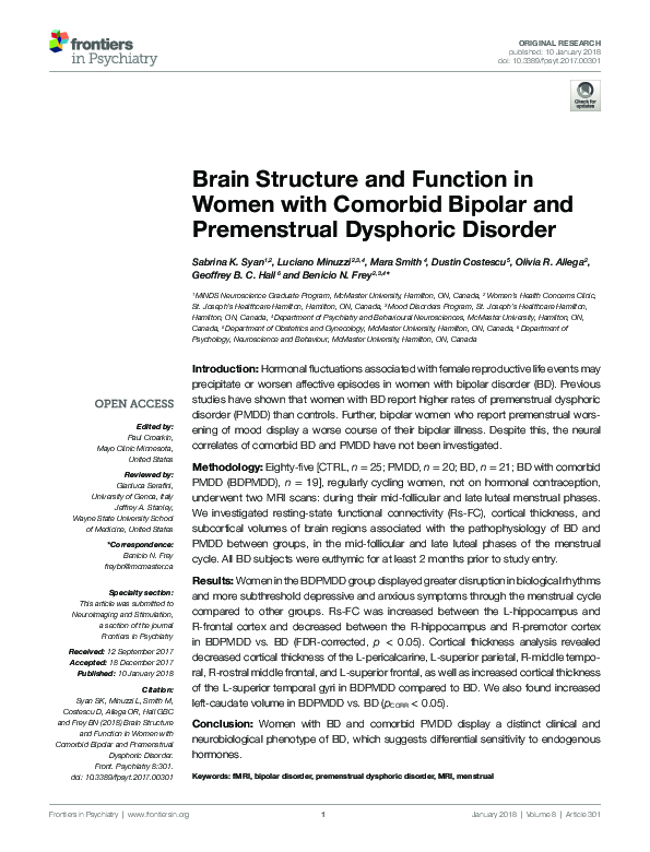 (PDF) Brain Structure and Function in Women with Comorbid Bipolar and ...
