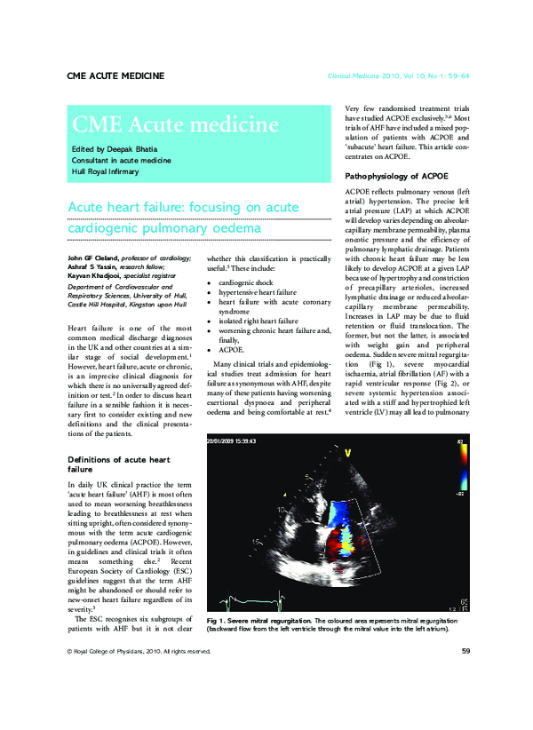 (PDF) Acute heart failure: focusing on acute cardiogenic pulmonary oedema