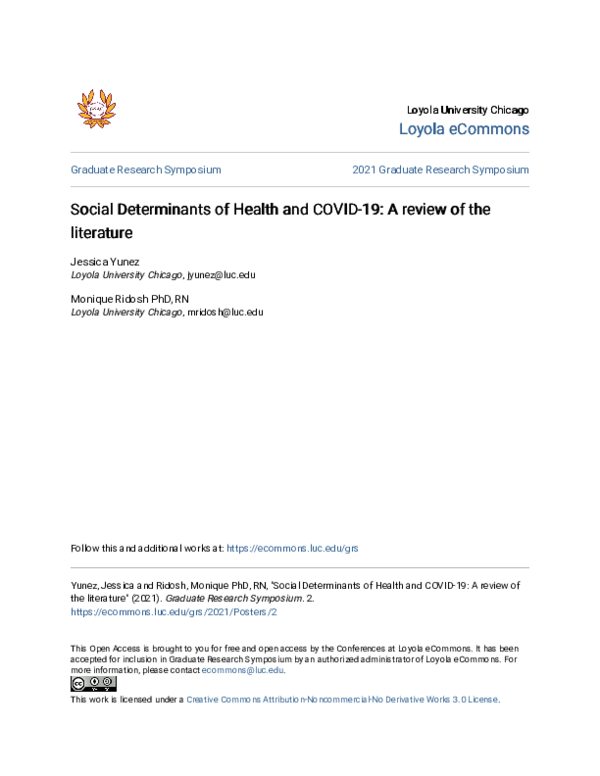 (PDF) Social Determinants of Health and COVID-19: A review of the ...