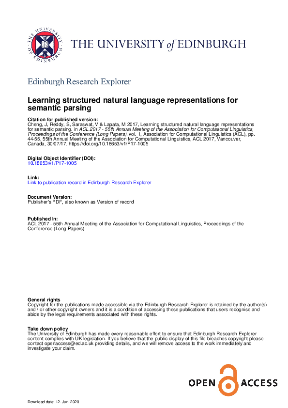 (PDF) Learning Structured Natural Language Representations for Semantic ...