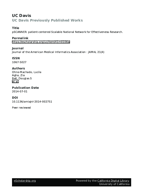 (PDF) pSCANNER: patient-centered Scalable National Network for ...