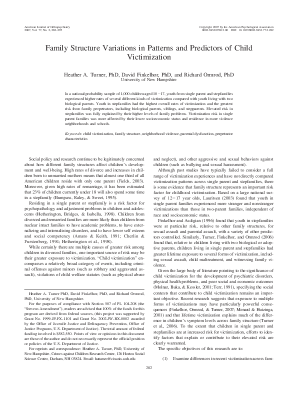 (PDF) Family structure variations in patterns and predictors of child ...