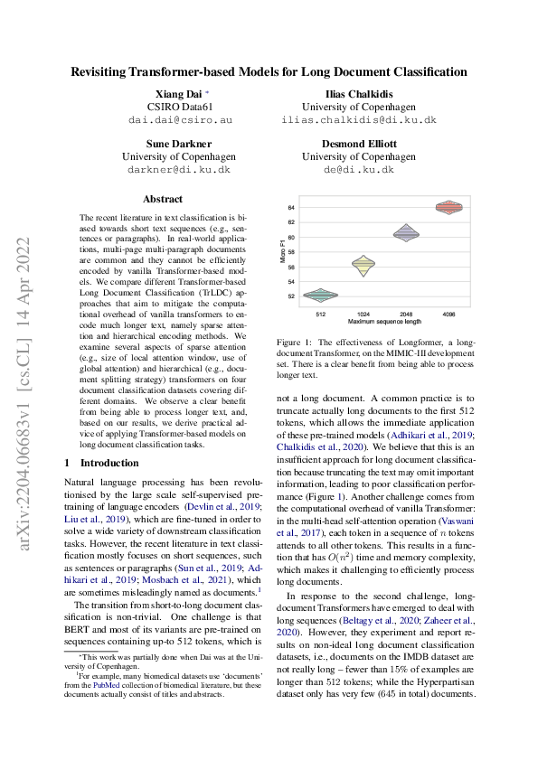(PDF) Revisiting Transformer-based Models for Long Document Classification