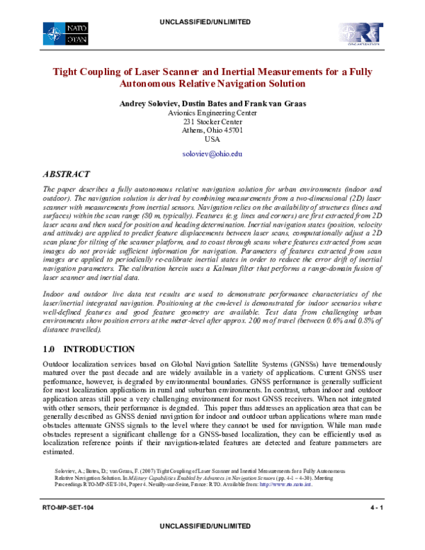 (PDF) Tight Coupling of Laser Scanner and Inertial Measurements for a ...