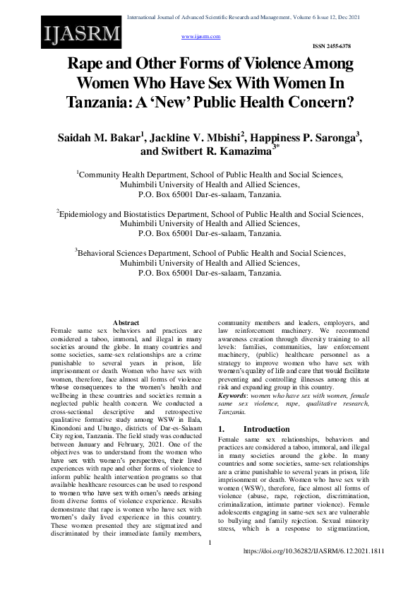 (PDF) Rape And Other Forms Of Violence Among Women Who Have Sex With ...