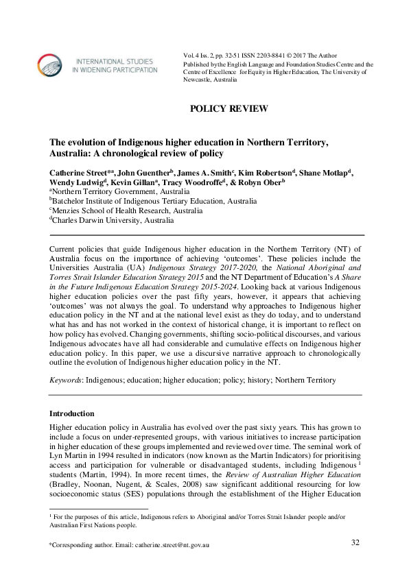 (PDF) The evolution of Indigenous higher education in Northern ...