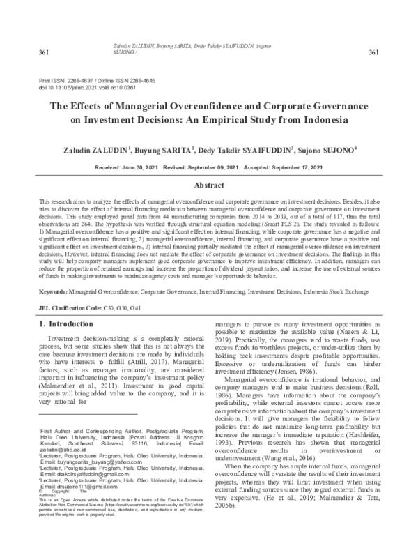(DOC) The Effects of Managerial Overconfidence and Corporate Governance ...