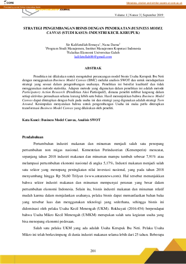 (PDF) Strategi Pengembangan Bisnis Dengan Pendekatan Business Model