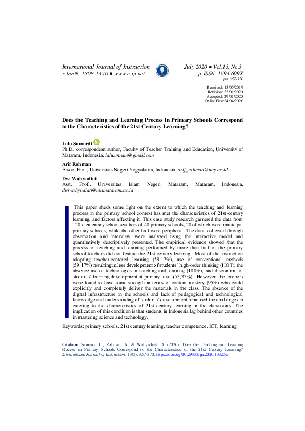 (PDF) Does the Teaching and Learning Process in Primary Schools ...