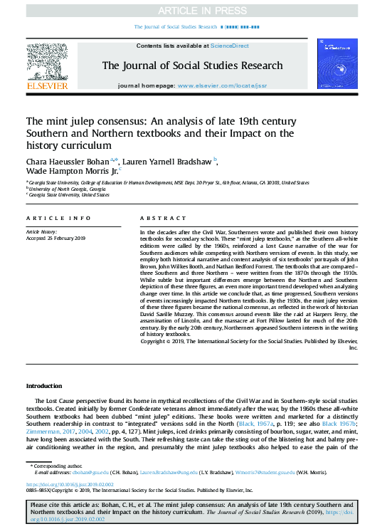(PDF) The mint julep consensus An analysis of late 19th century