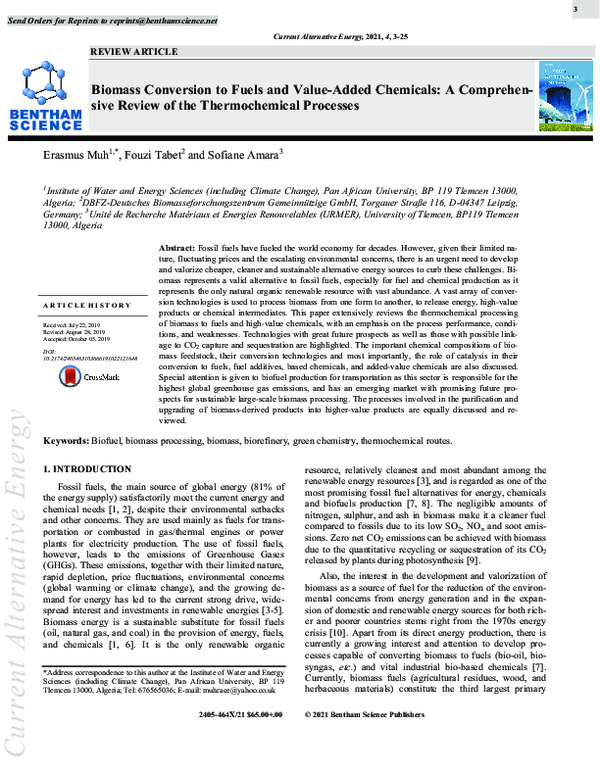 (PDF) Biomass Conversion to Fuels and Value-Added Chemicals: A ...