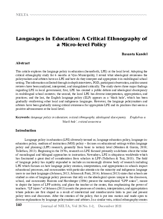 (PDF) Languages in Education: A Critical Ethnography of a Micro-level ...