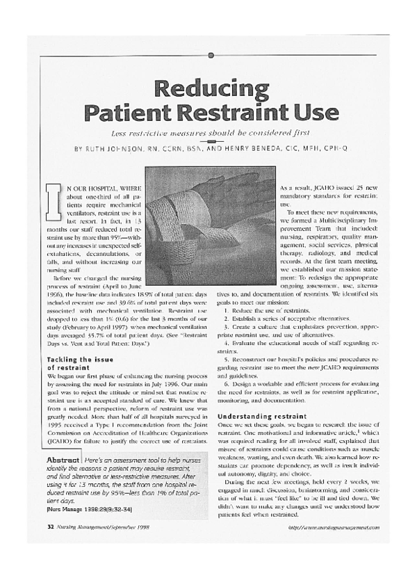 (PDF) Reducing patient restraint use
