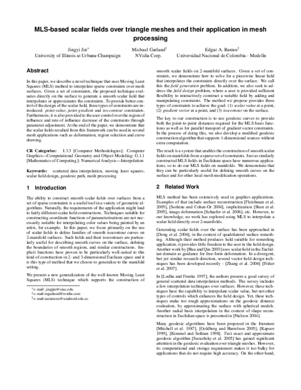 (PDF) MLS-based scalar fields over triangle meshes and their ...