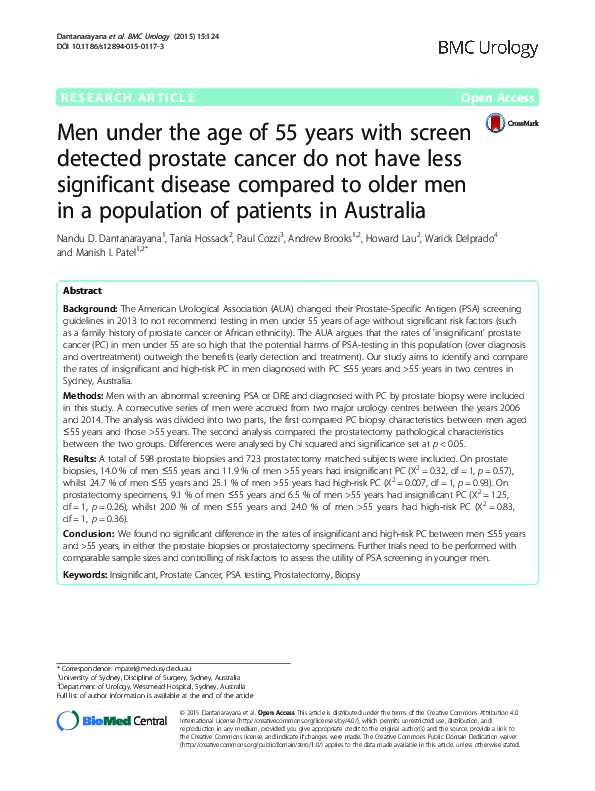 (PDF) Men under the age of 55 years with screen detected prostate ...