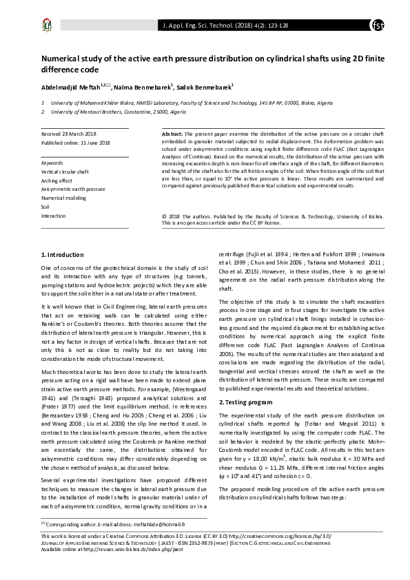 (PDF) Numerical study of the active earth pressure distribution on ...