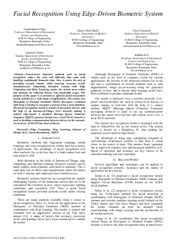 (PDF) Facial Recognition Using Edge-Driven Biometric System
