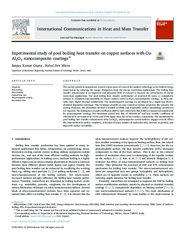 (PDF) Experimental study of pool boiling heat transfer of water-based ...