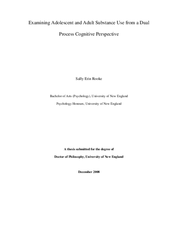 (PDF) Examining Adolescent and Adult Substance Use from a Dual Process ...