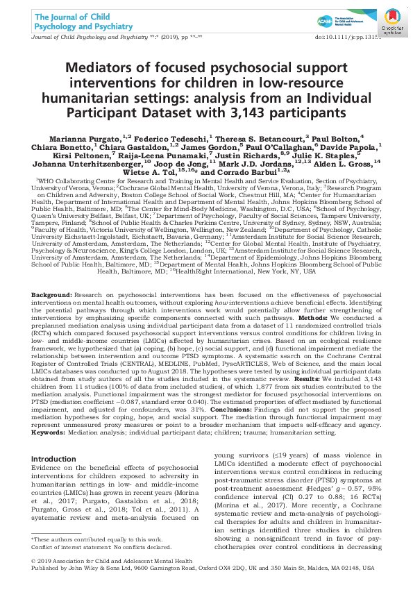 (PDF) Mediators of focused psychosocial support interventions for ...