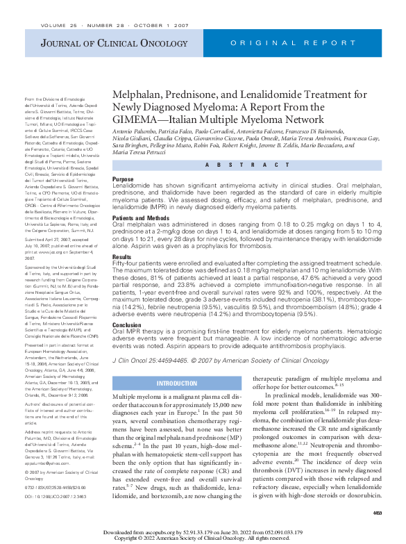 (PDF) Melphalan, Prednisone, and Lenalidomide Treatment for Newly ...