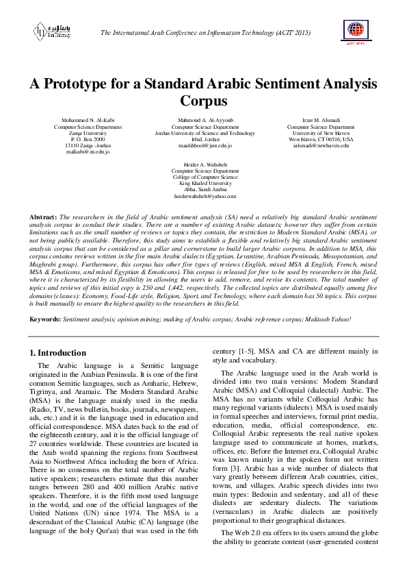 (PDF) A prototype for a standard arabic sentiment analysis corpus