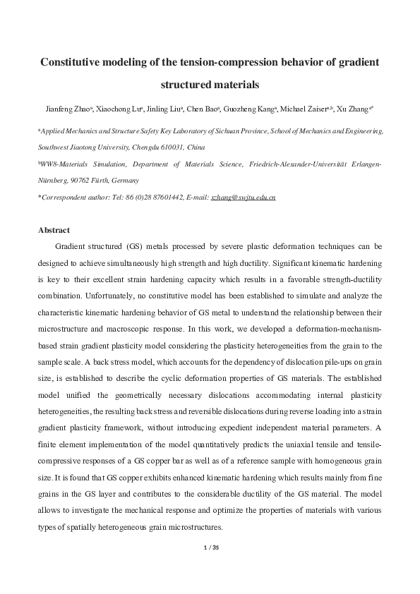 (PDF) Constitutive modeling of the tension-compression behavior of ...